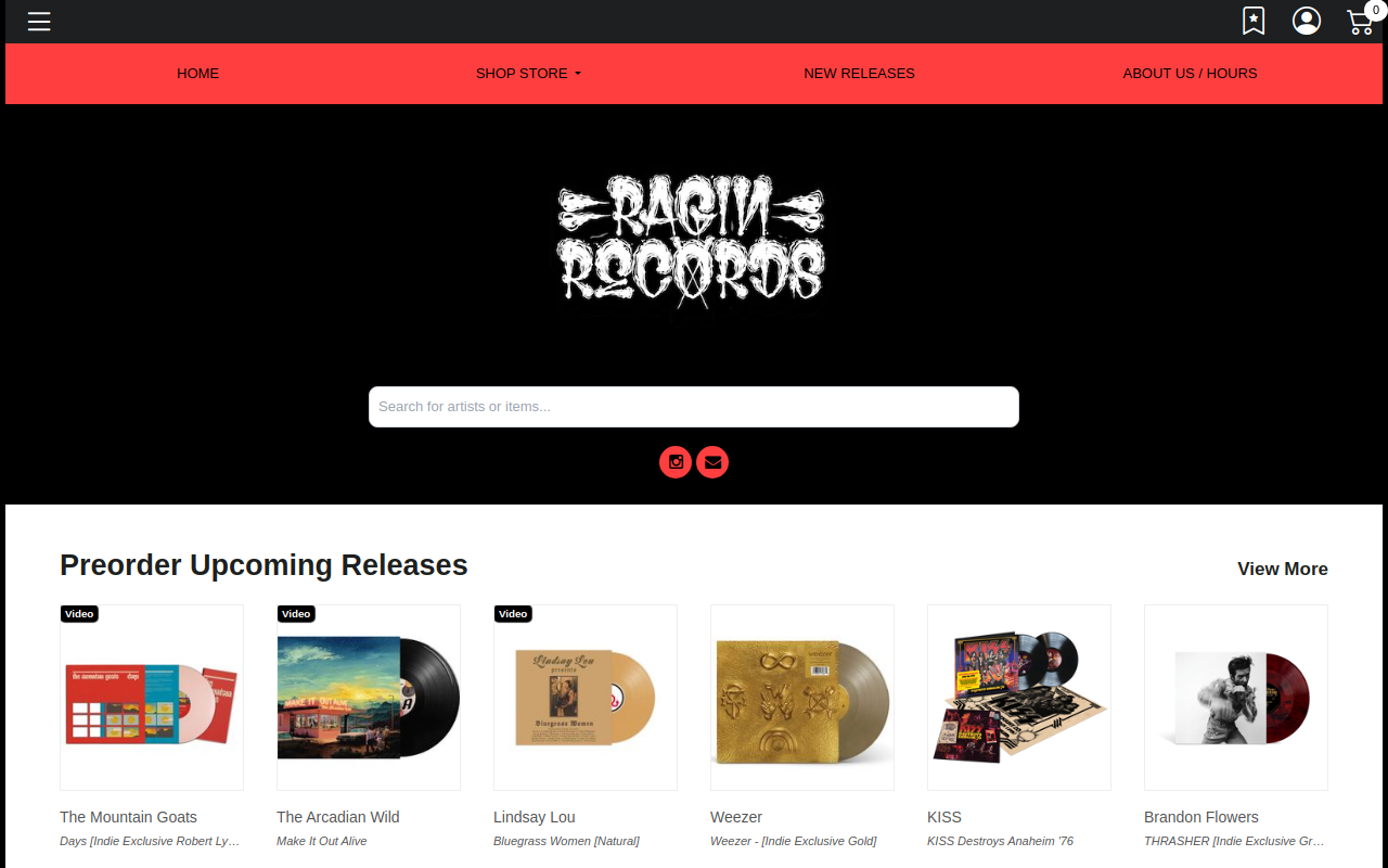 Ragin' Records website preview