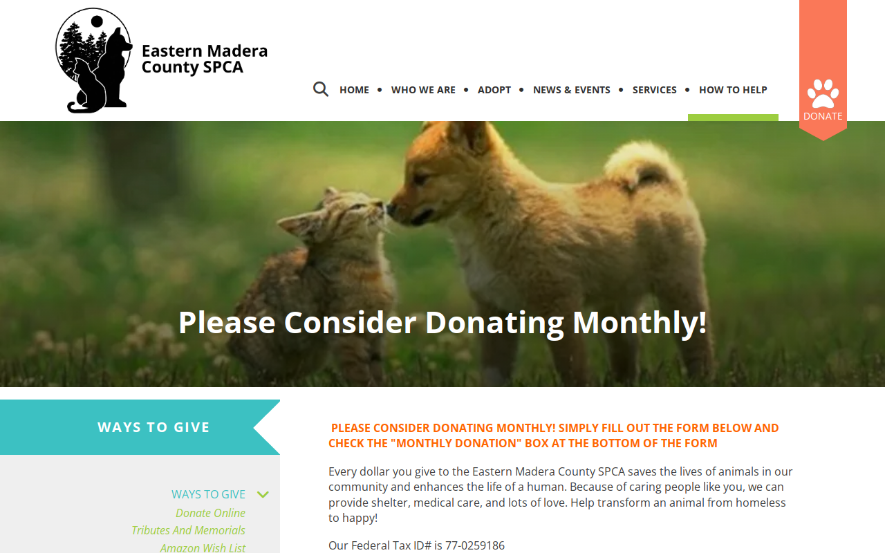 Eastern Madera County SPCA Thrift Shop website preview