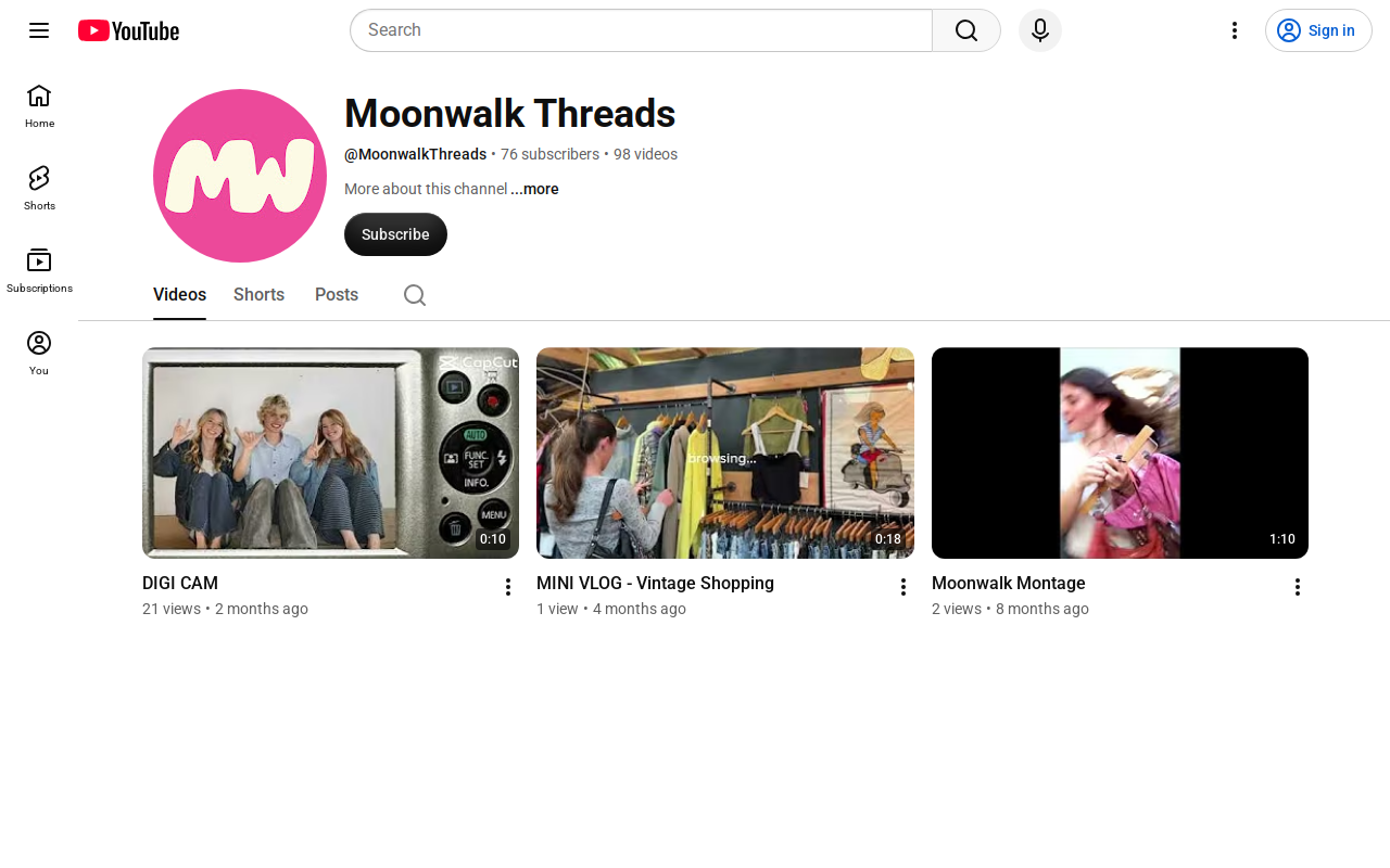 Moonwalk Threads website preview