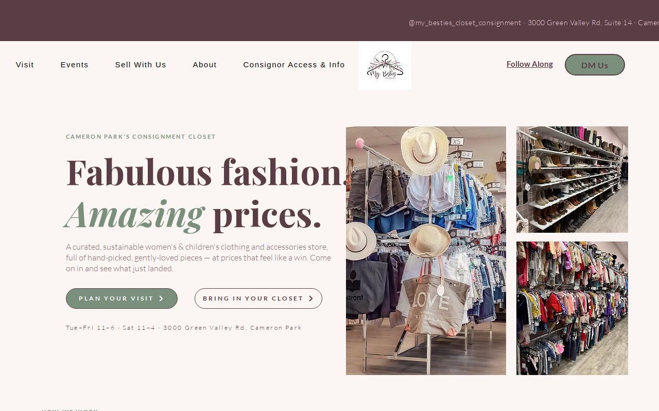 My Besties Closet Consignment, LLC website preview