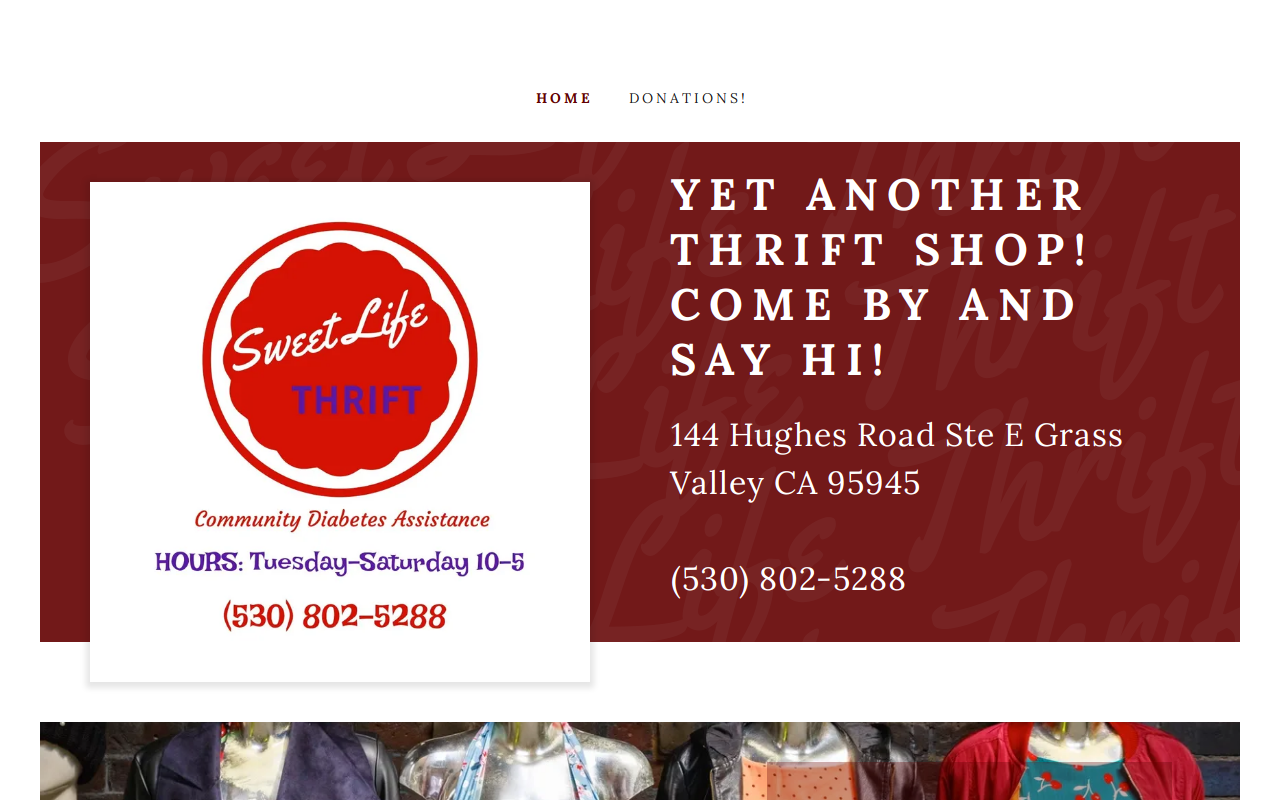 Sweet Life Thrift website preview