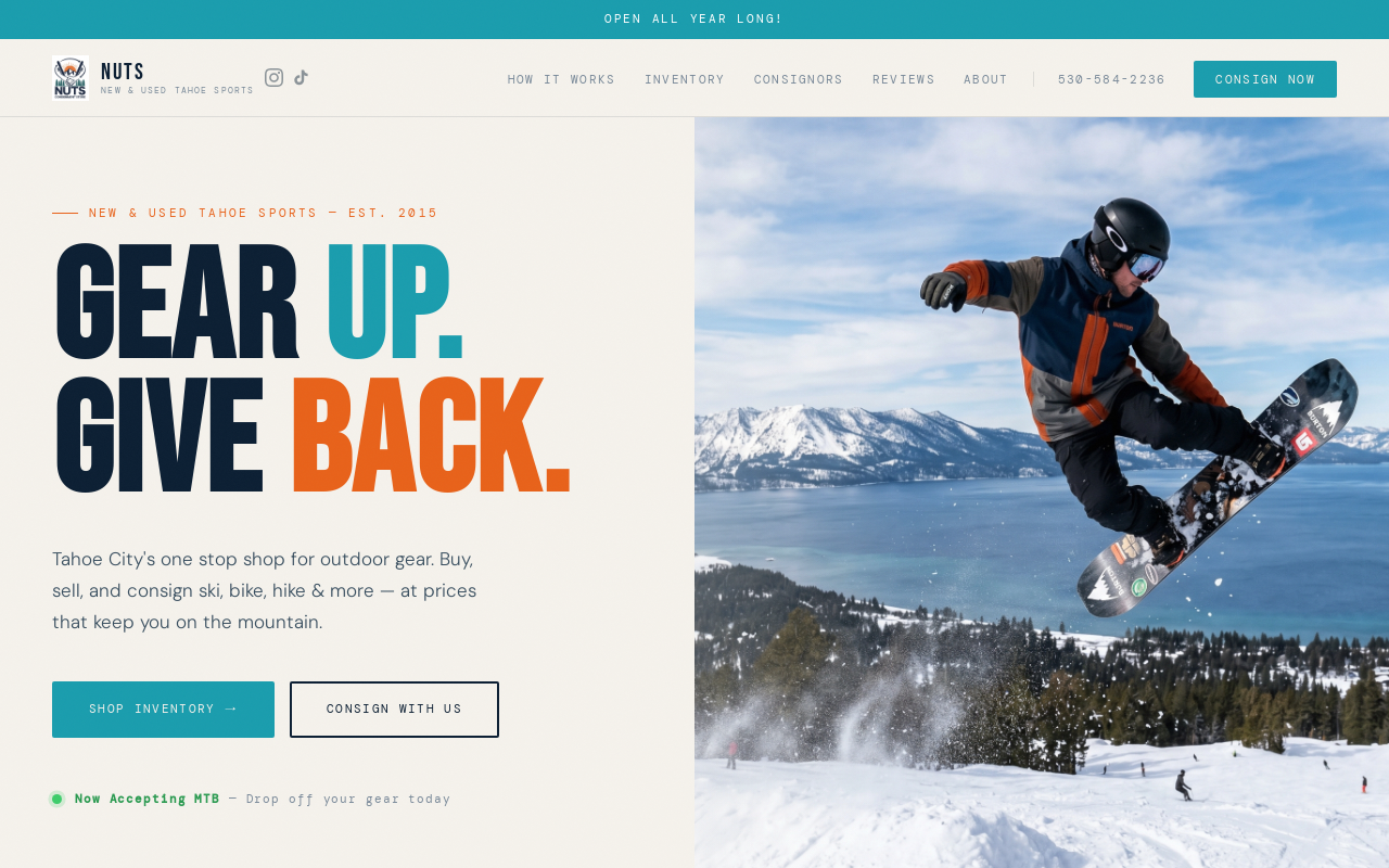 New and Used Tahoe Sports website preview