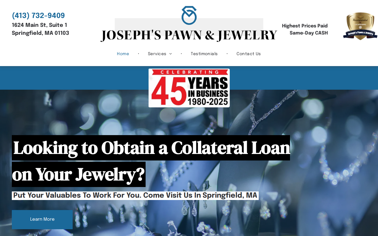 Joseph's Pawn & Jewelry website preview