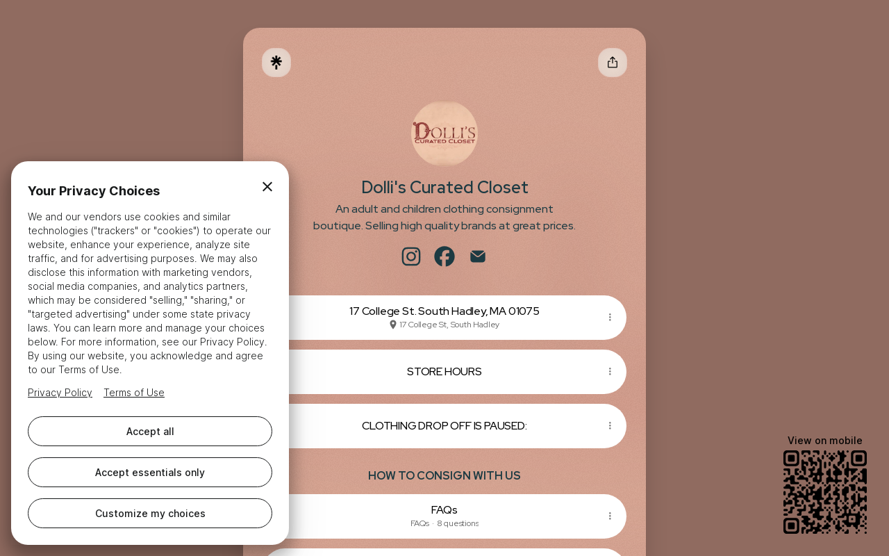 Dolli's Curated Closet website preview