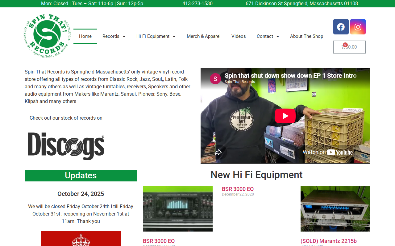 Spin That Records website preview