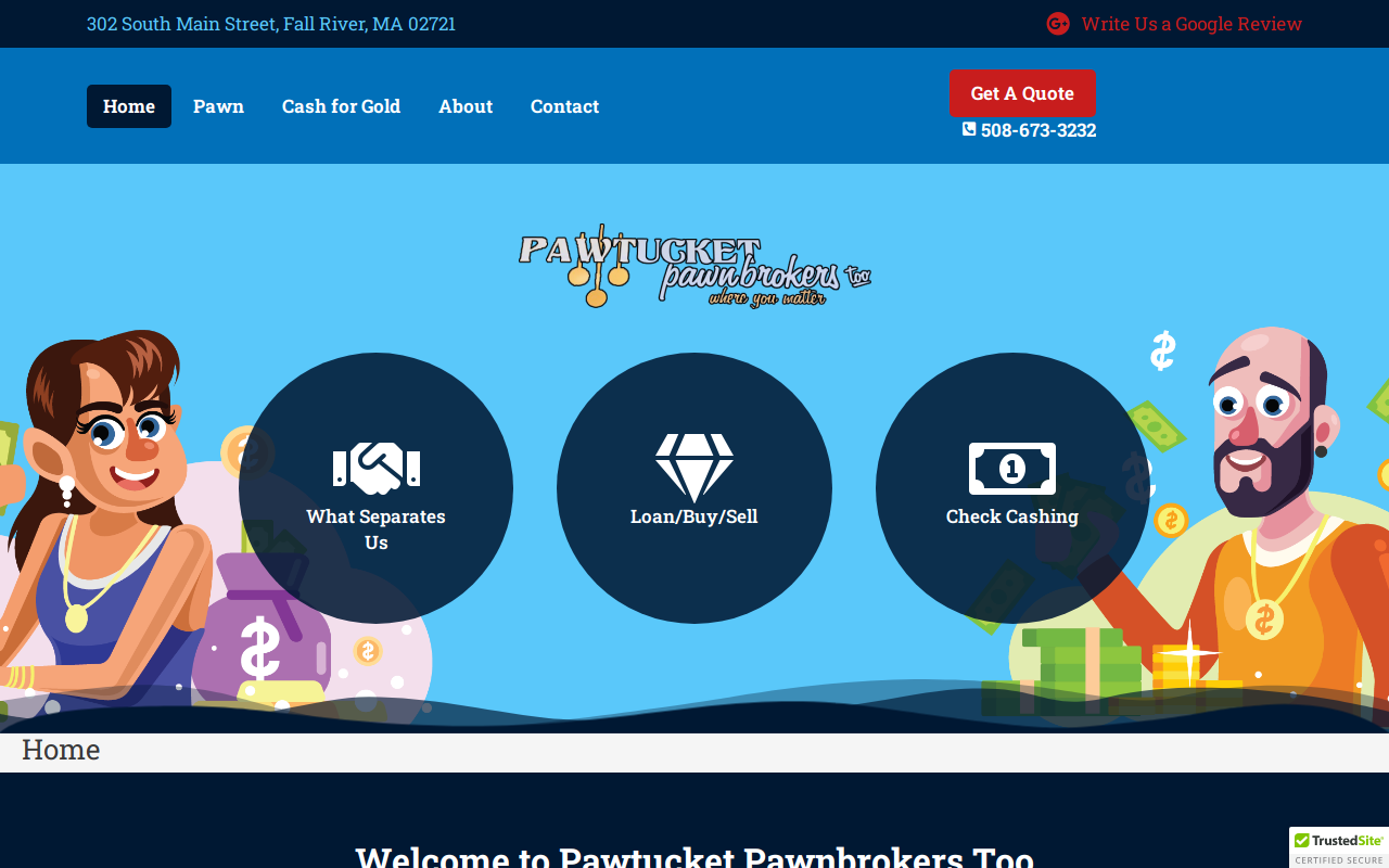 Pawtucket Pawnbrokers Too website preview