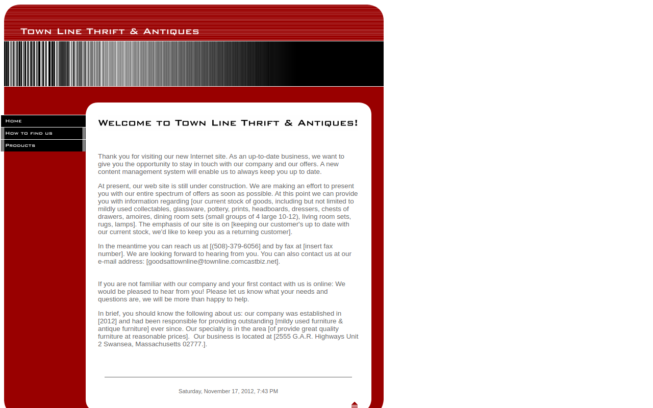 Town Line Thrift & Antiques website preview
