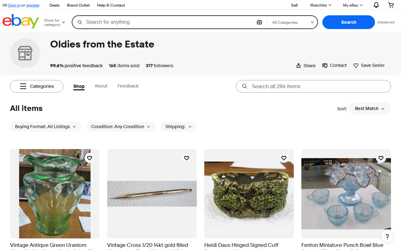 Oldies From the Estate website preview