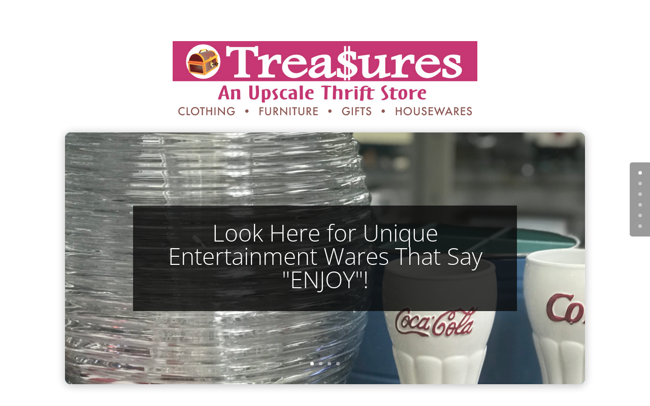 Treasures Upscale Thrift Store website preview