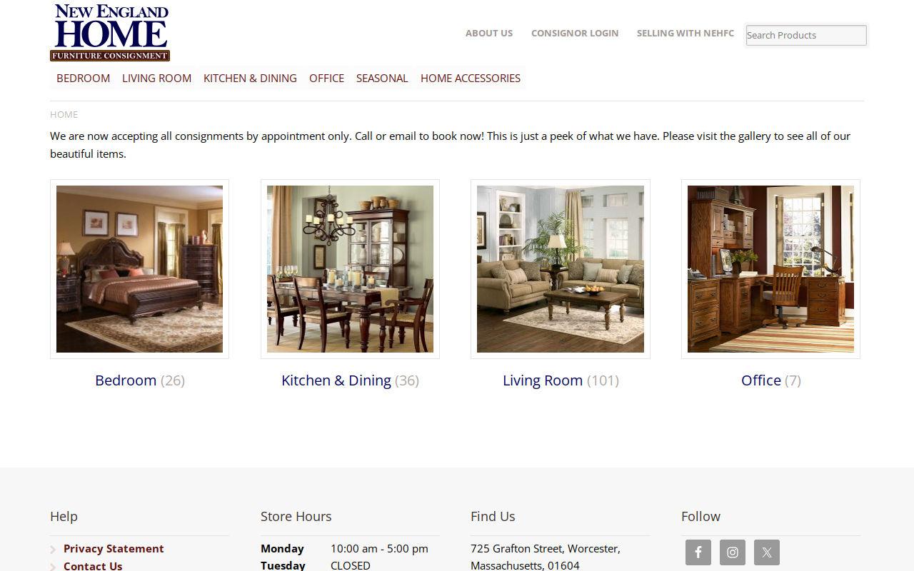 New England Home Furniture Consignment website preview