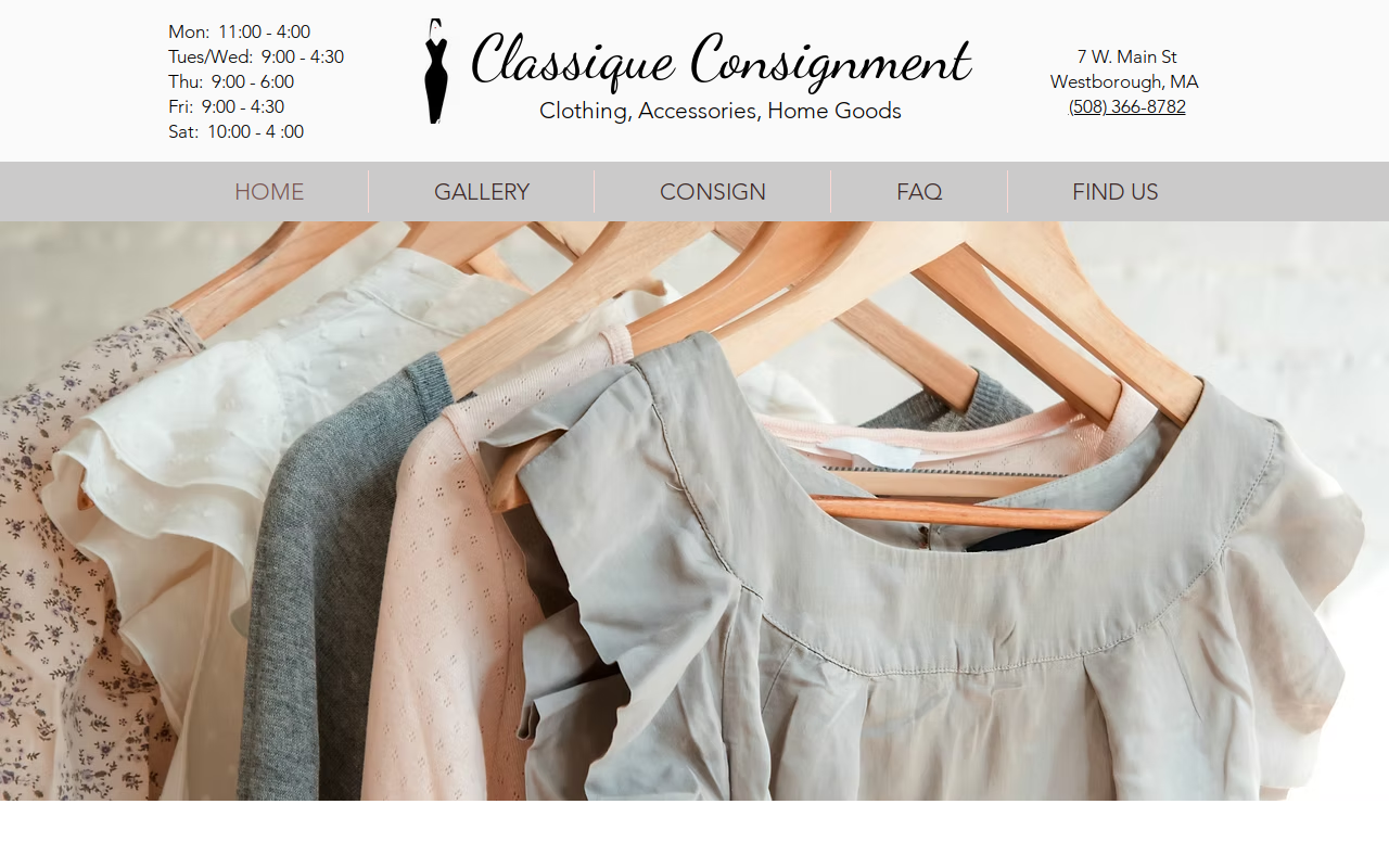 Classique Consignment website preview