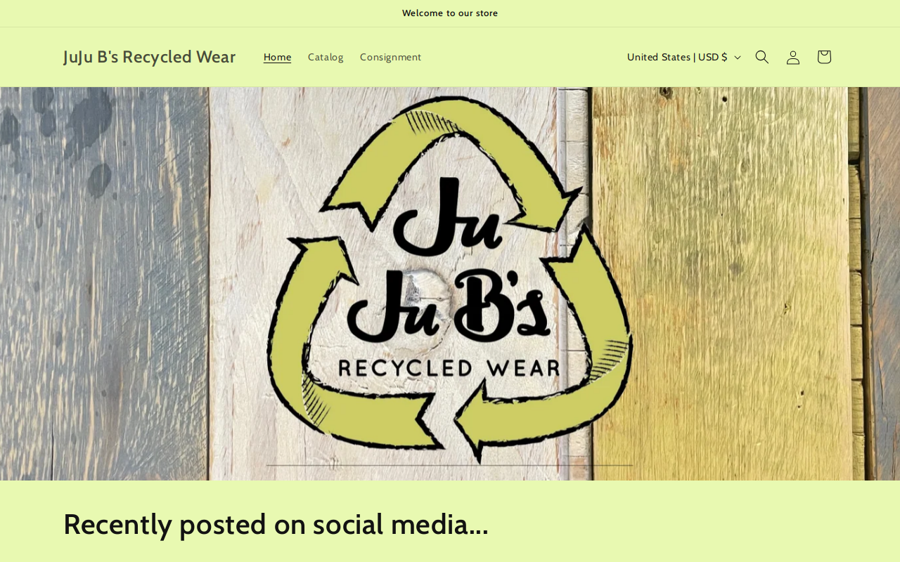JuJu B's Recycled Wear website preview
