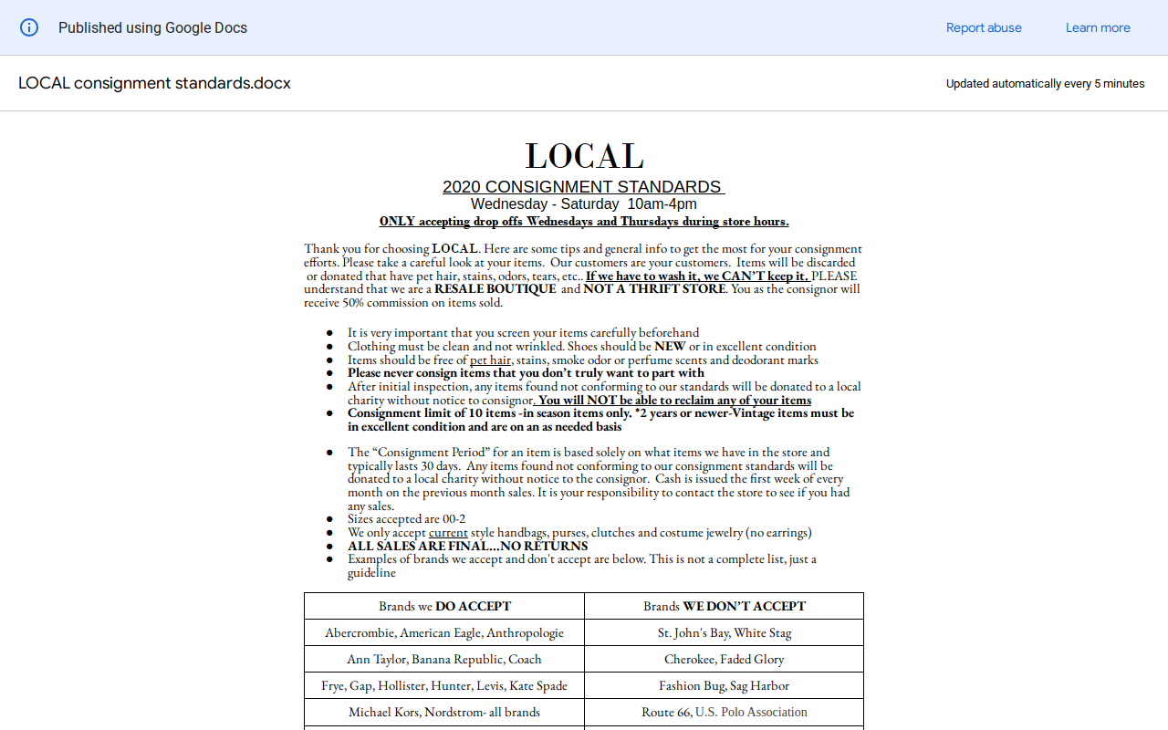 LOCAL Consignment & Boutique website preview