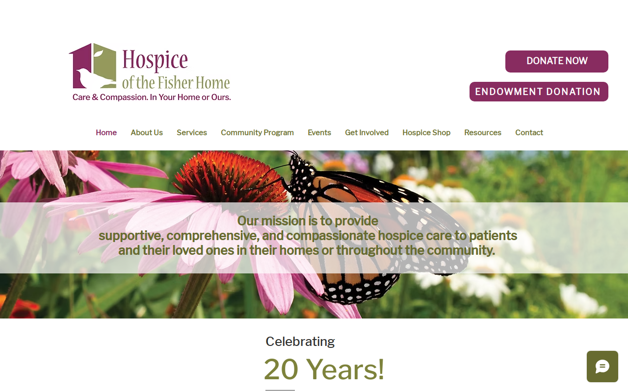 Hospice Shop of the Fisher Home website preview
