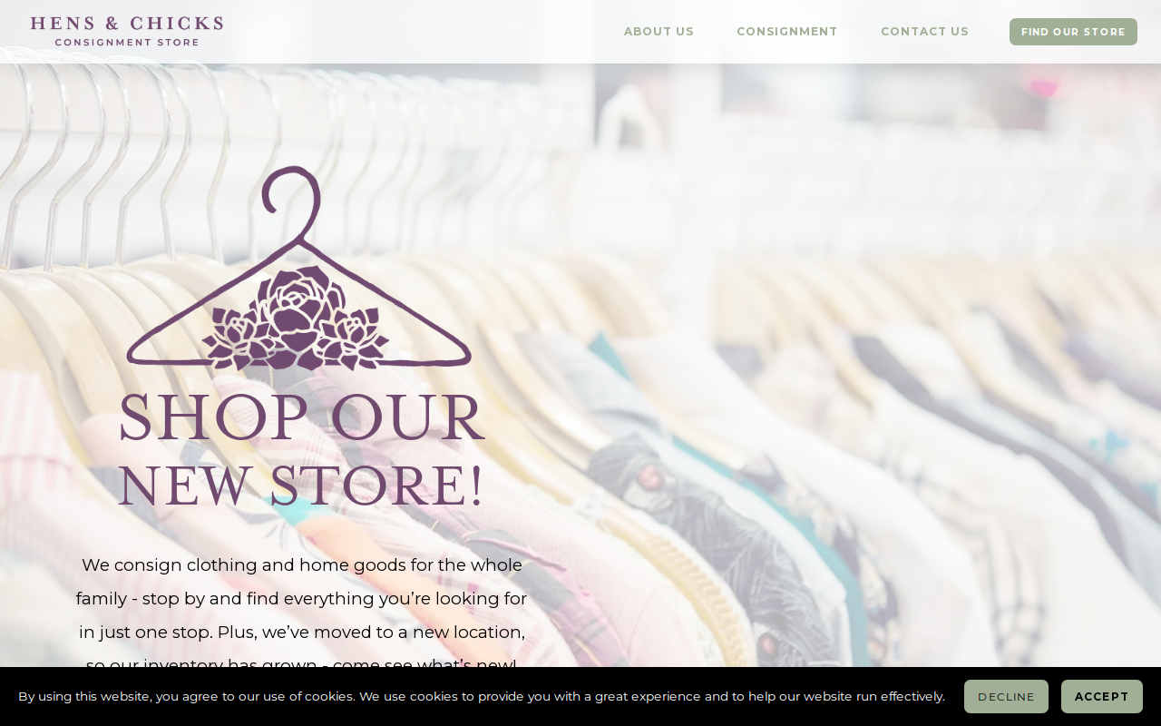 Hens & Chicks Consignment Shop website preview
