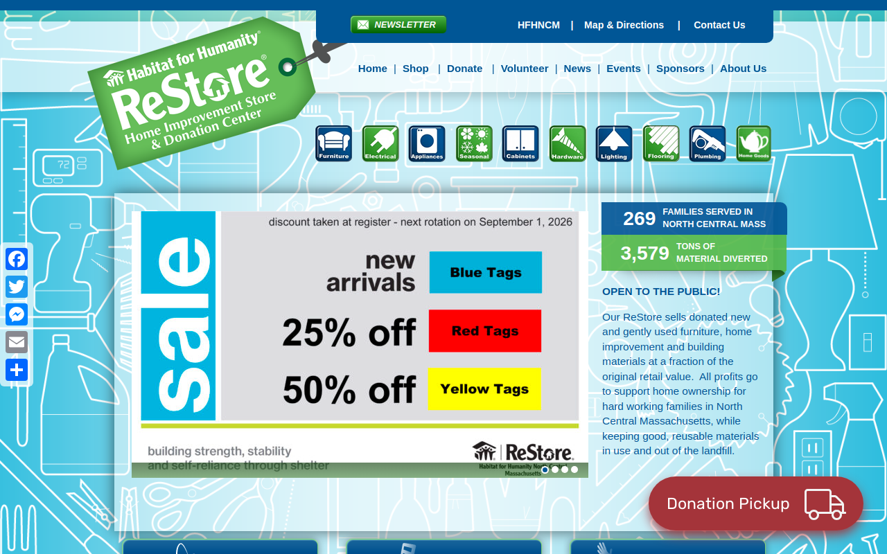 Habitat for Humanity North Central Massachusetts ReStore website preview