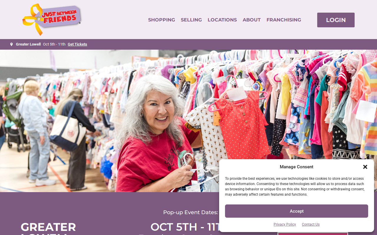Just Between Friends Merrimack Valley website preview
