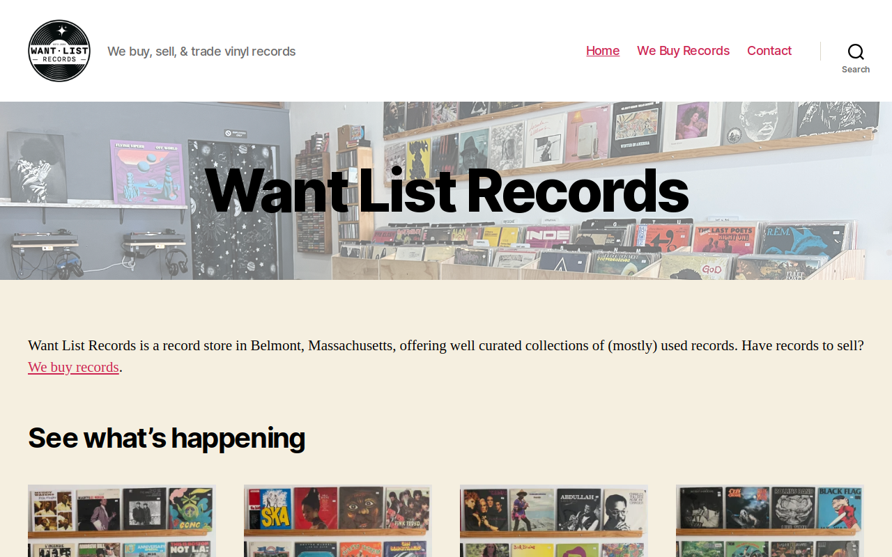 Want List Records website preview