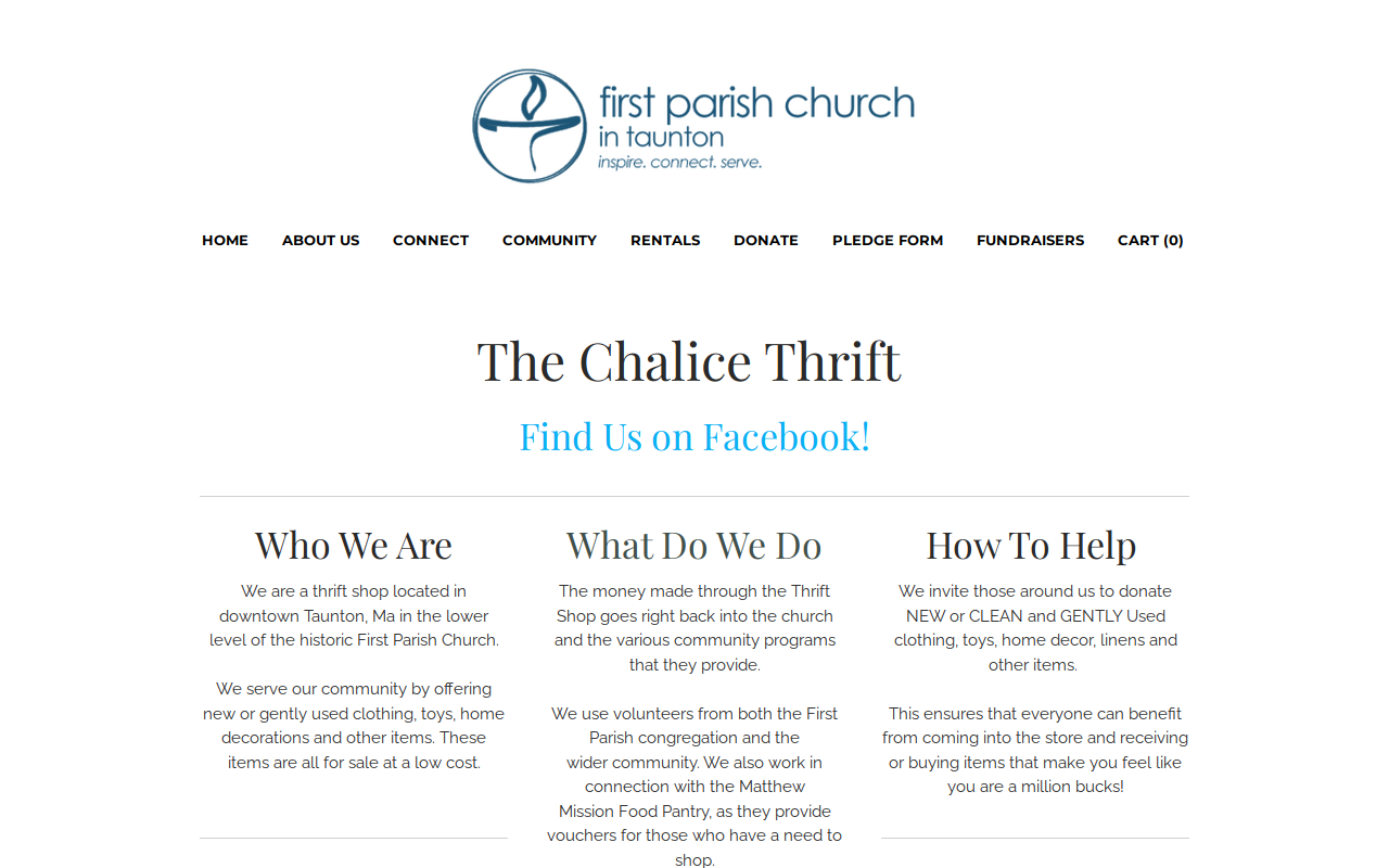 The Chalice Thrift website preview