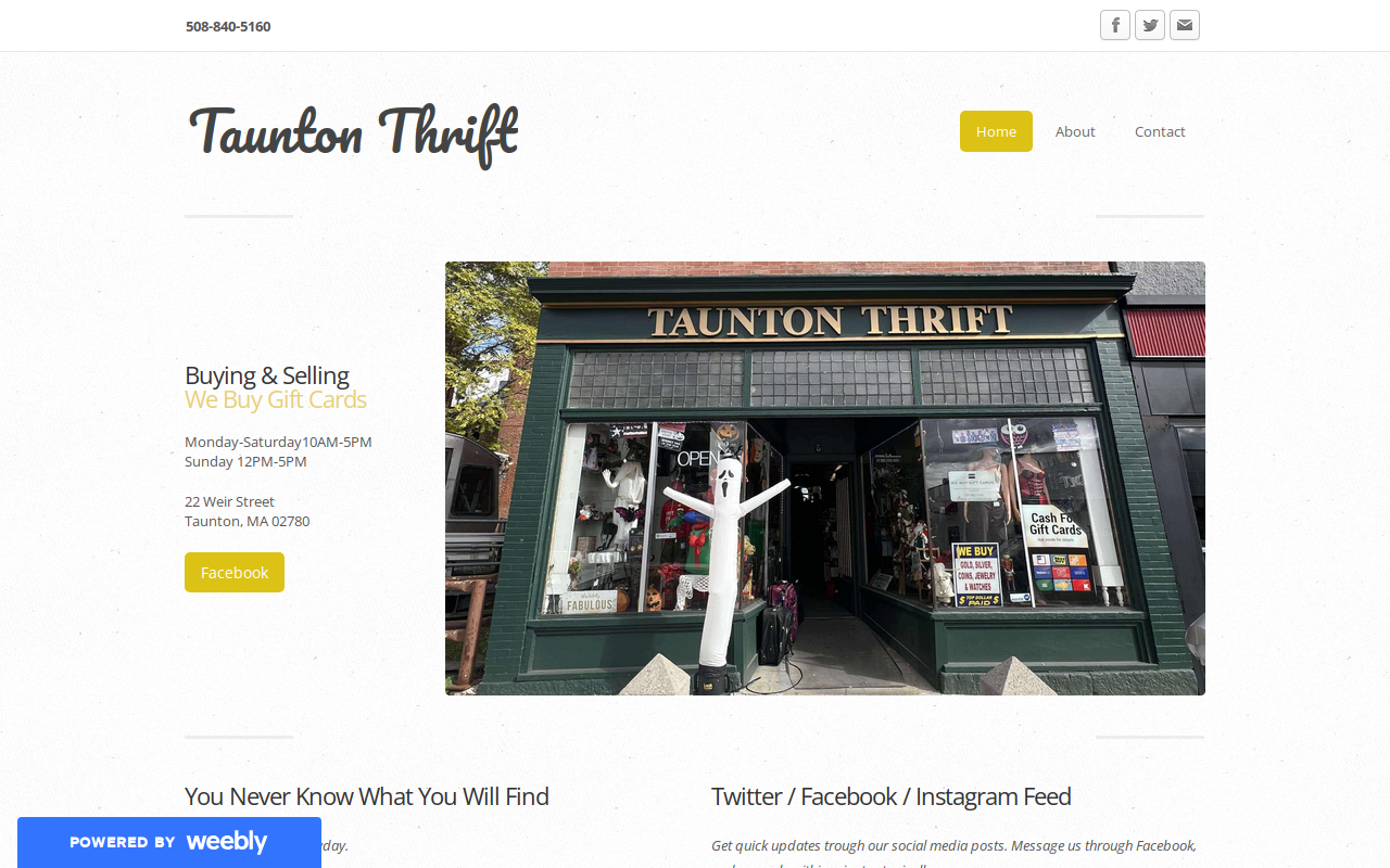 Taunton Antiques and Thrift website preview