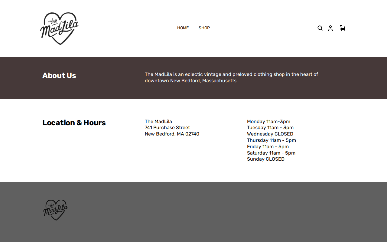 The MadLila website preview