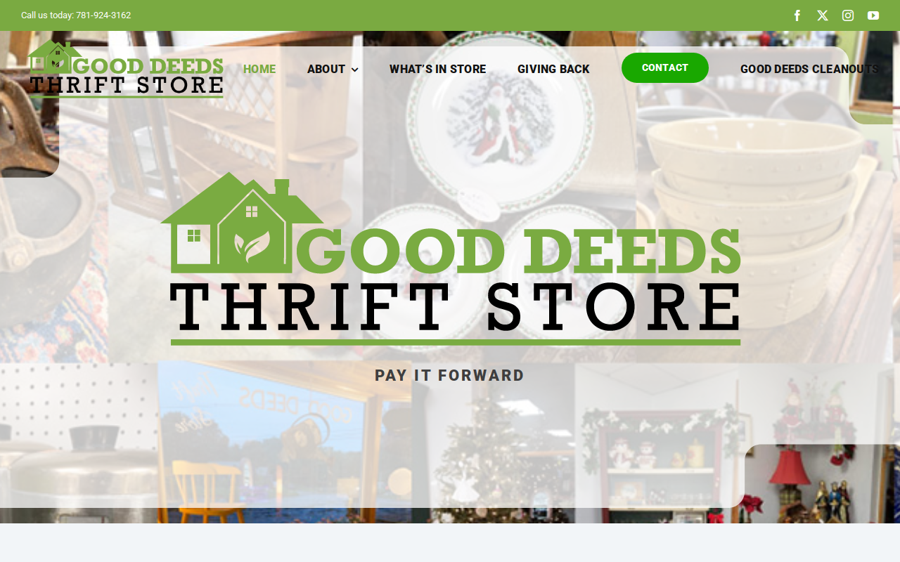 Good Deeds Thrift Store website preview