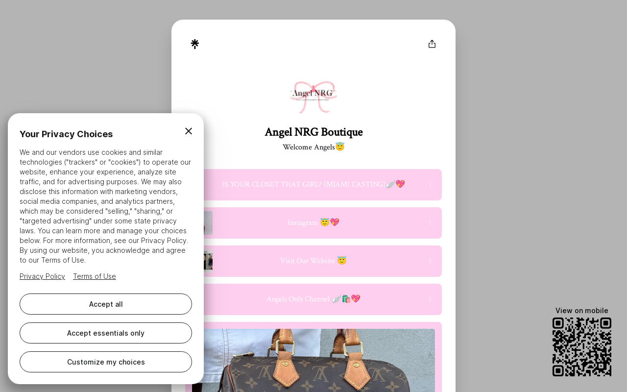 Angel NRG Boutique website preview