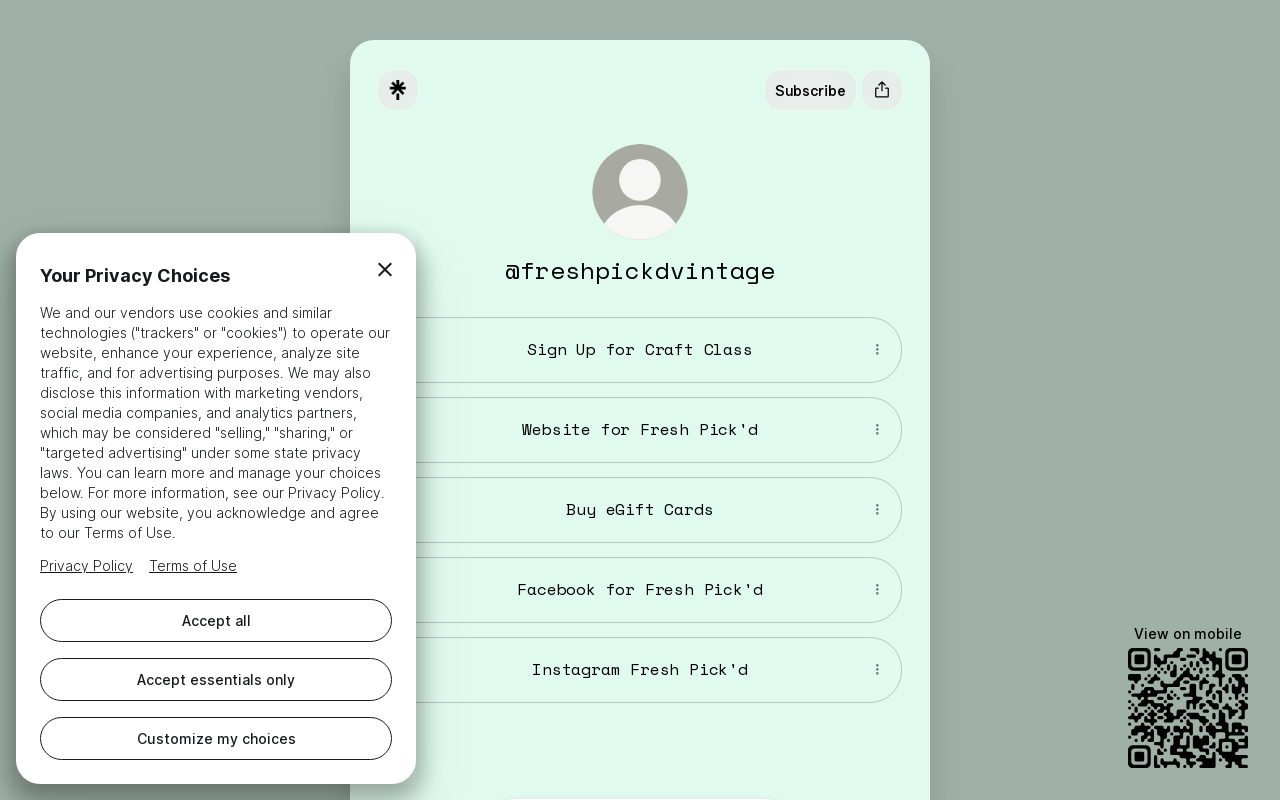 Fresh Pick'd Vintage website preview