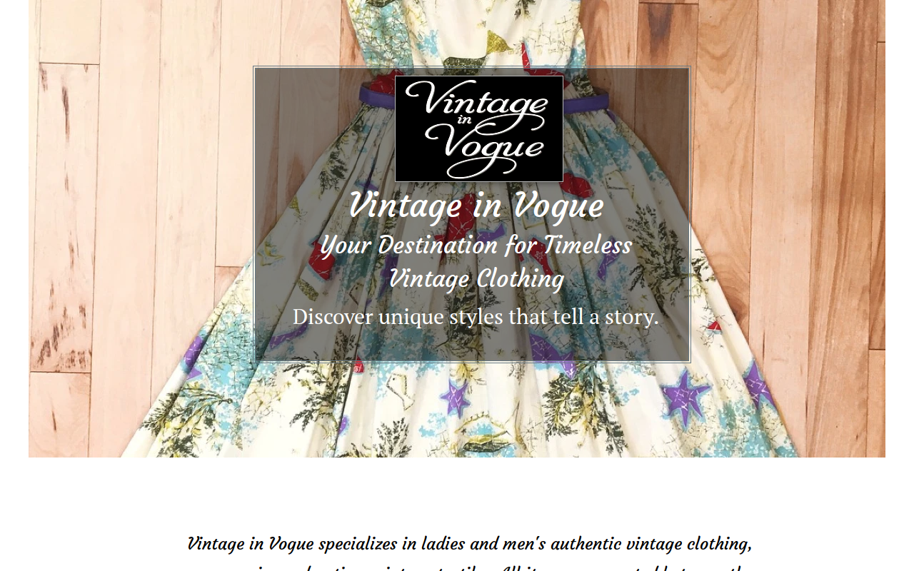 Vintage In Vogue website preview