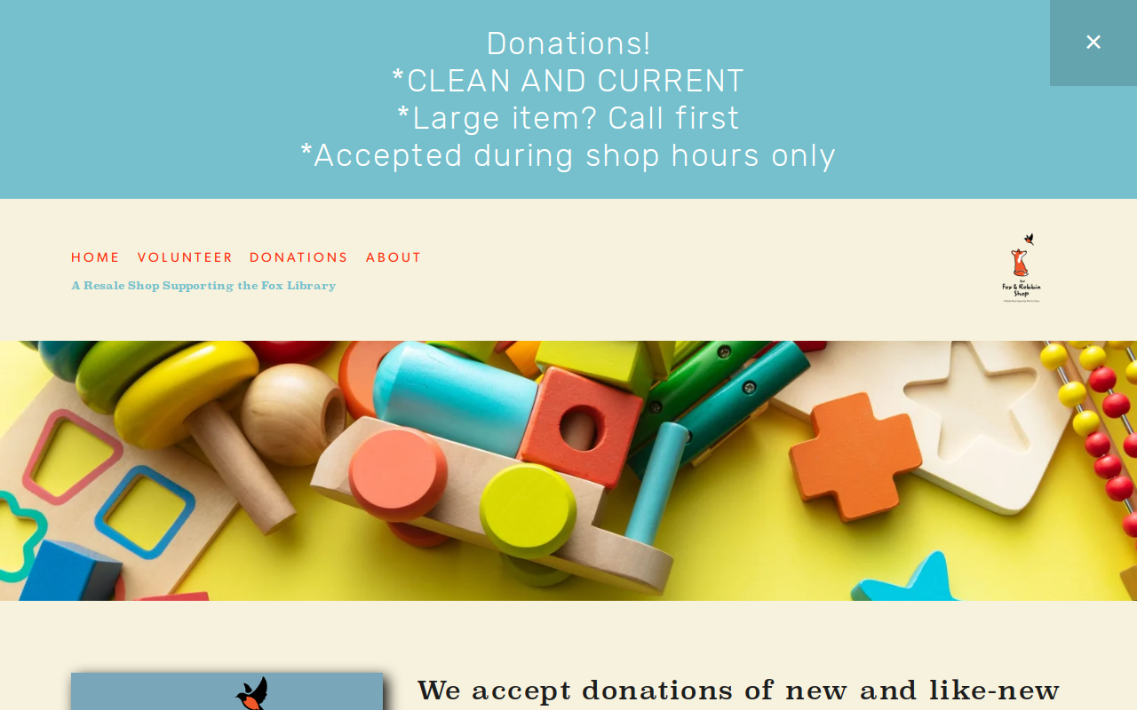 The Fox & Robbin Shop website preview