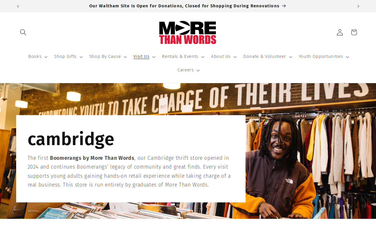 Boomerangs by More Than Words website preview