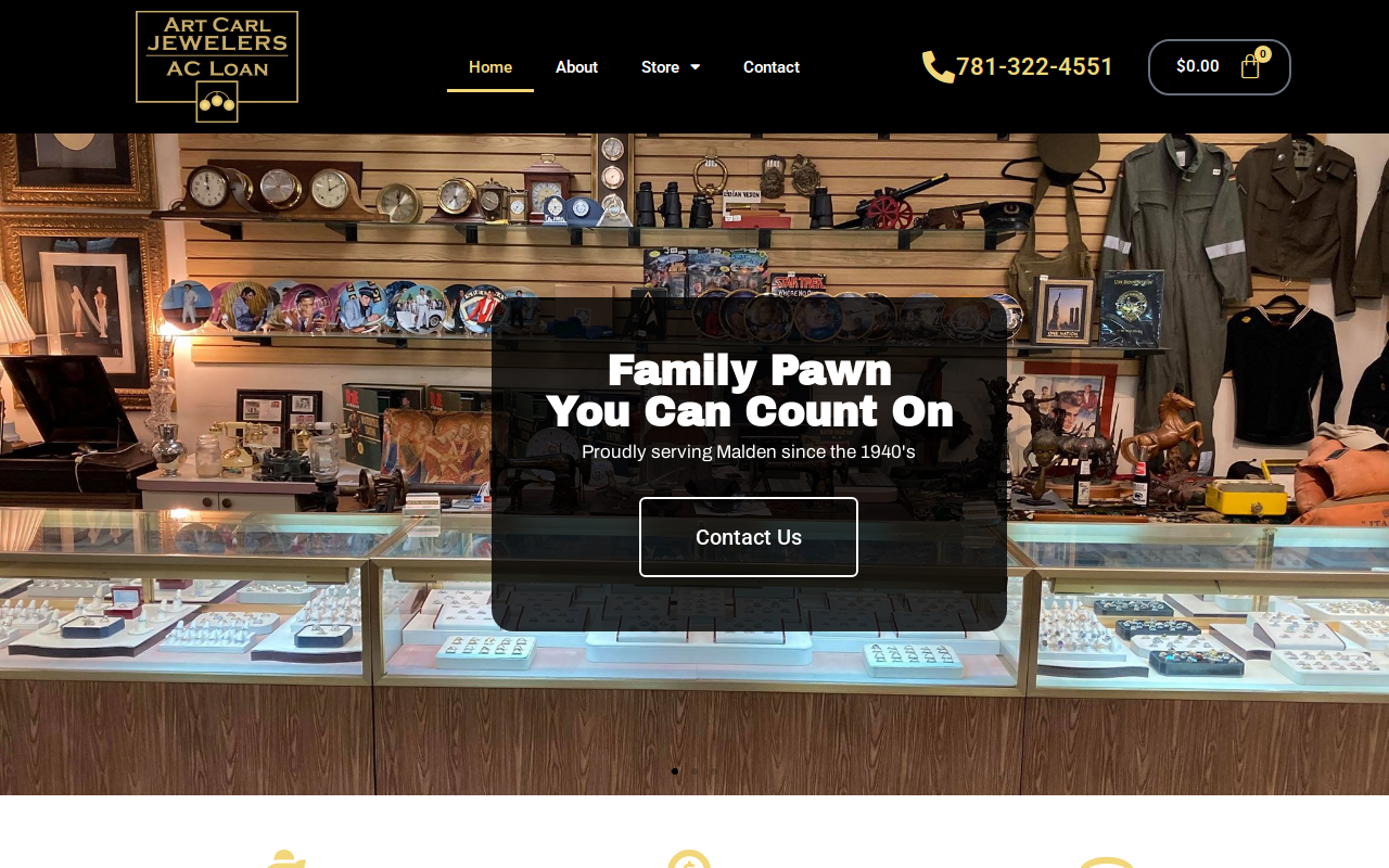 Art Carl Jewelers & AC Loan website preview