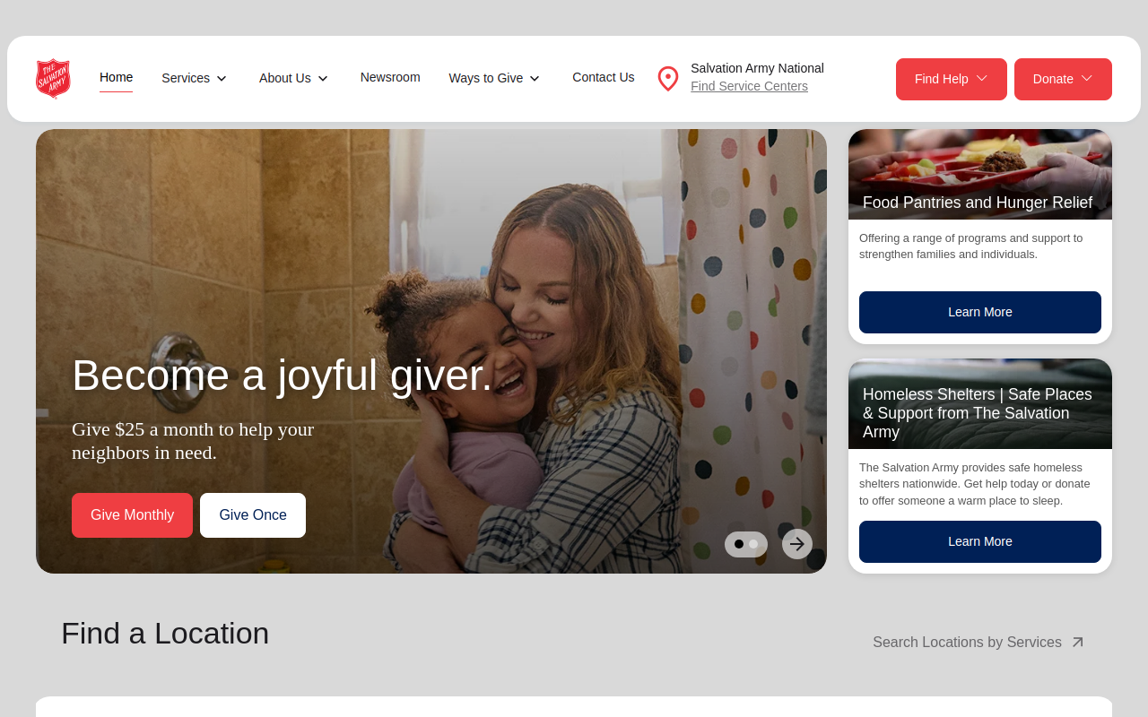 The Salvation Army Stores website preview