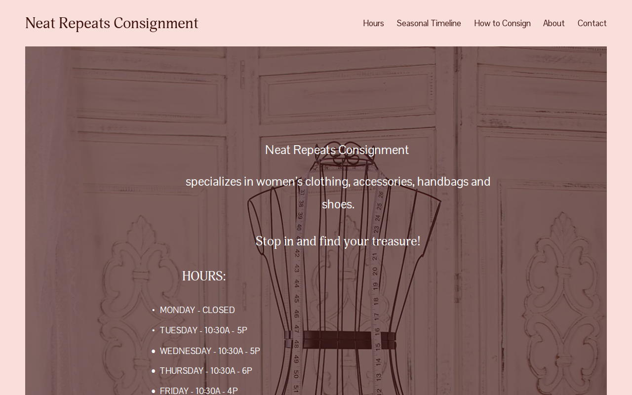 Neat Repeats Consignment website preview