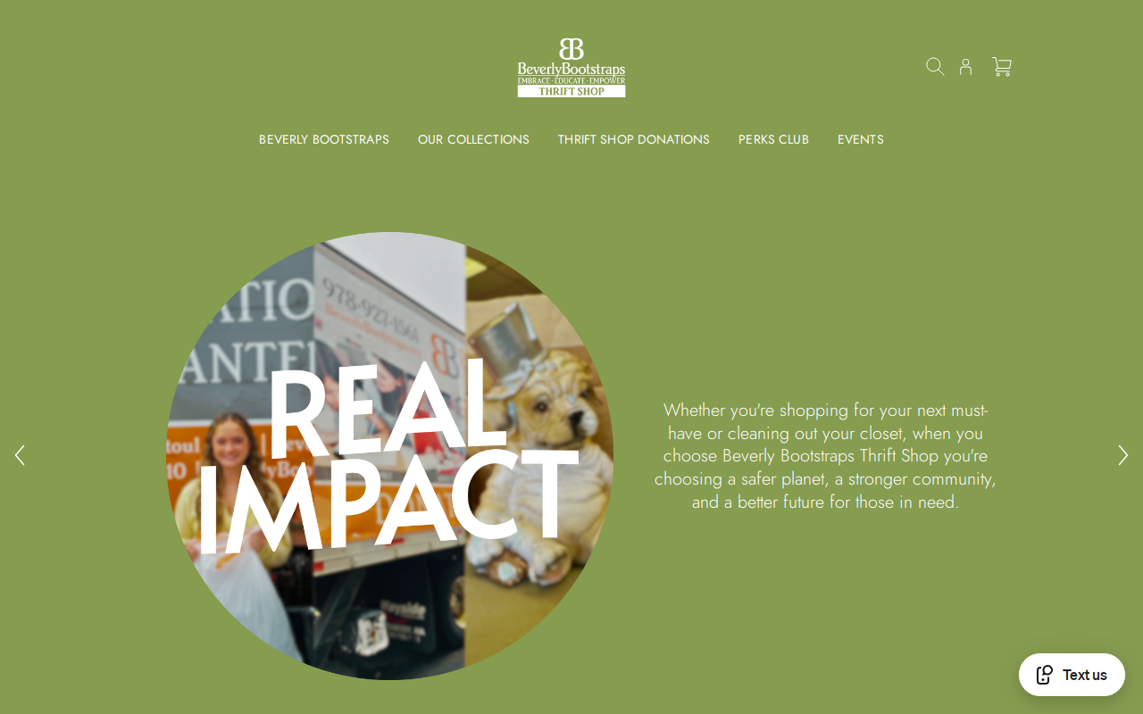 Beverly Bootstraps Thrift Shop website preview