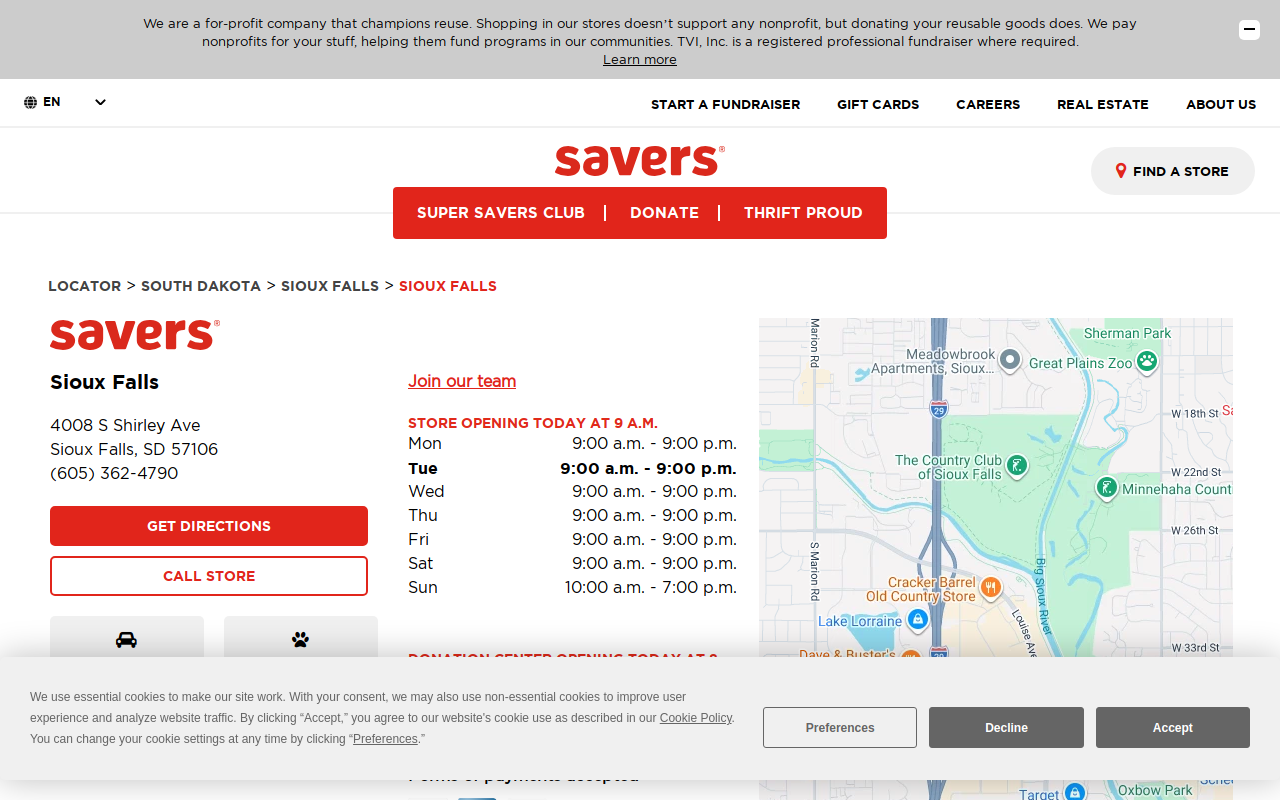 Savers website preview