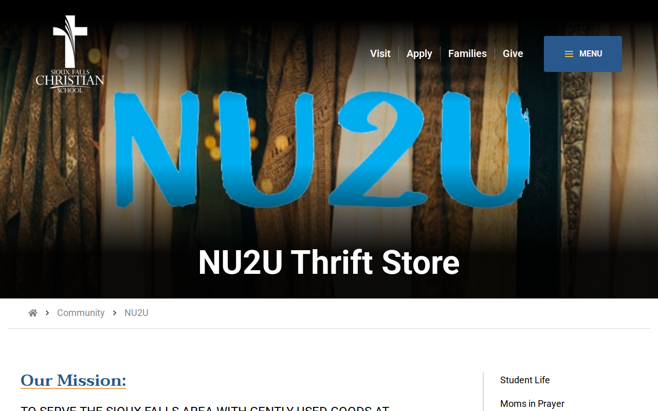 NU2U Thrift Fashion & Home Goods website preview