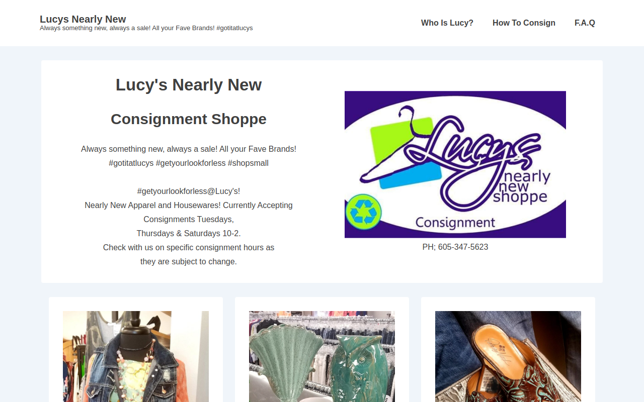Lucy's Nearly New Shoppe website preview