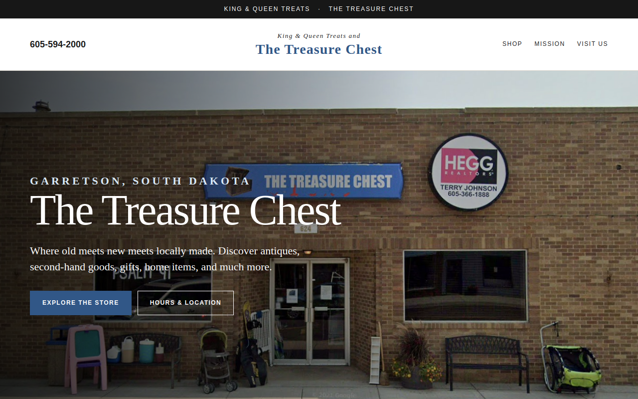 The Treasure Chest website preview