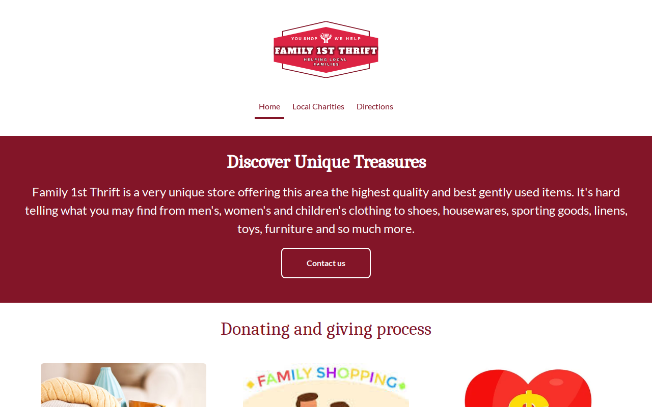 Family 1st thrift website preview