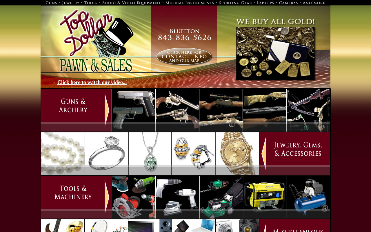 Top Dollar Pawn & Jewelry - Bluffton website preview