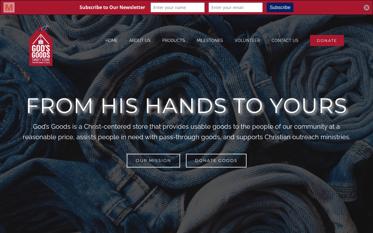 God's Goods Thrift Store website preview