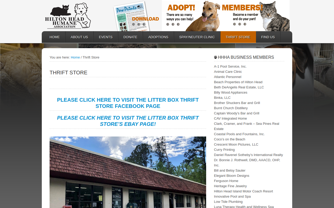 The Litter Box Thrift Store website preview