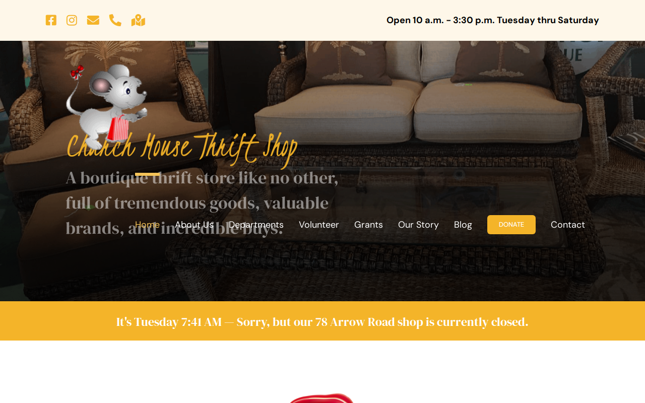 Church Mouse Thrift Shop and Boutique website preview