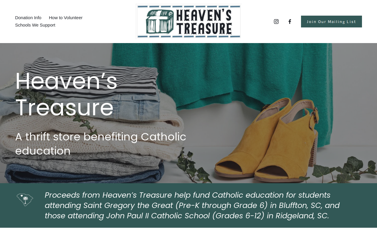 Heaven's Treasure Thrift Store website preview