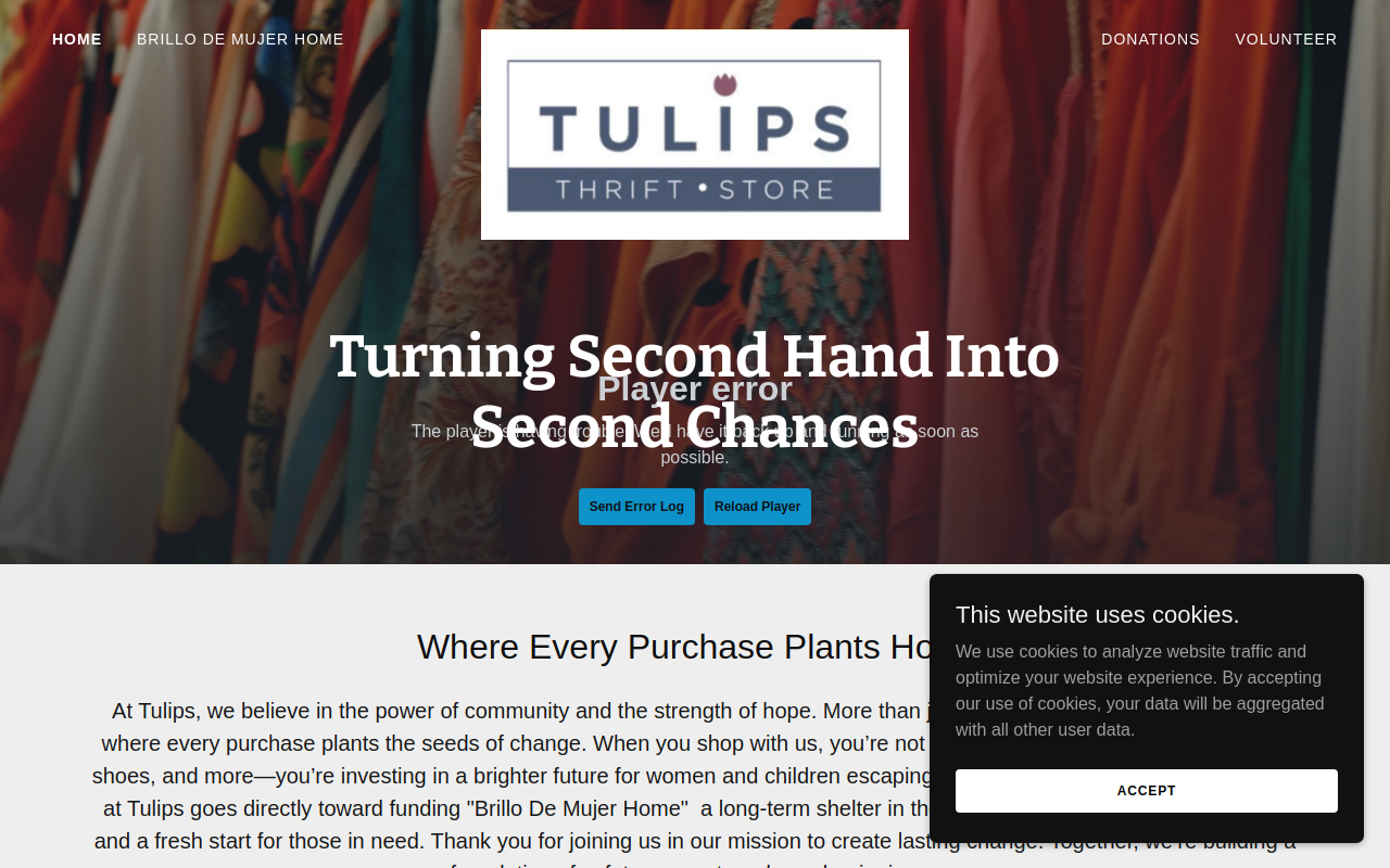 Tulips Thrift Store website preview