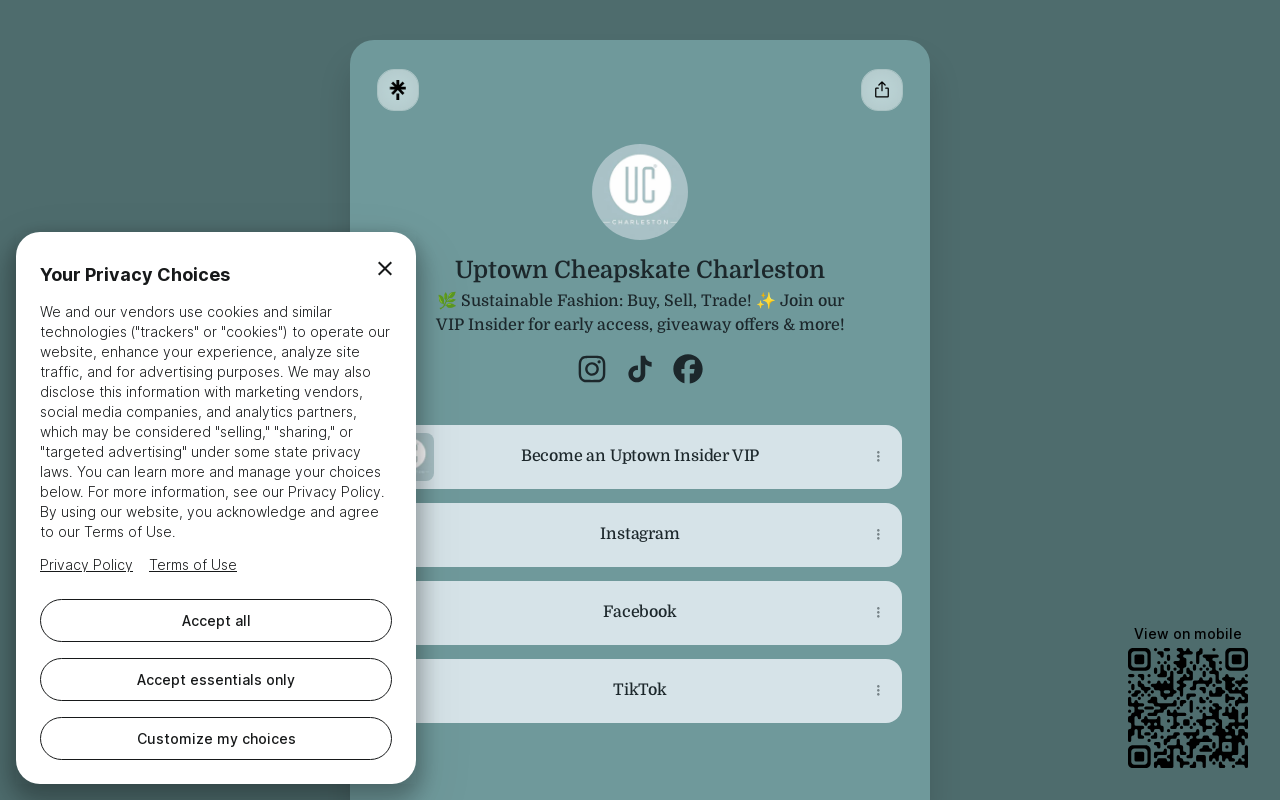 Uptown Cheapskate Charleston website preview
