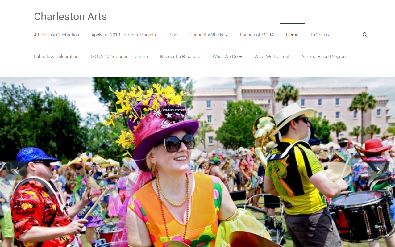 Charleston Arts website preview