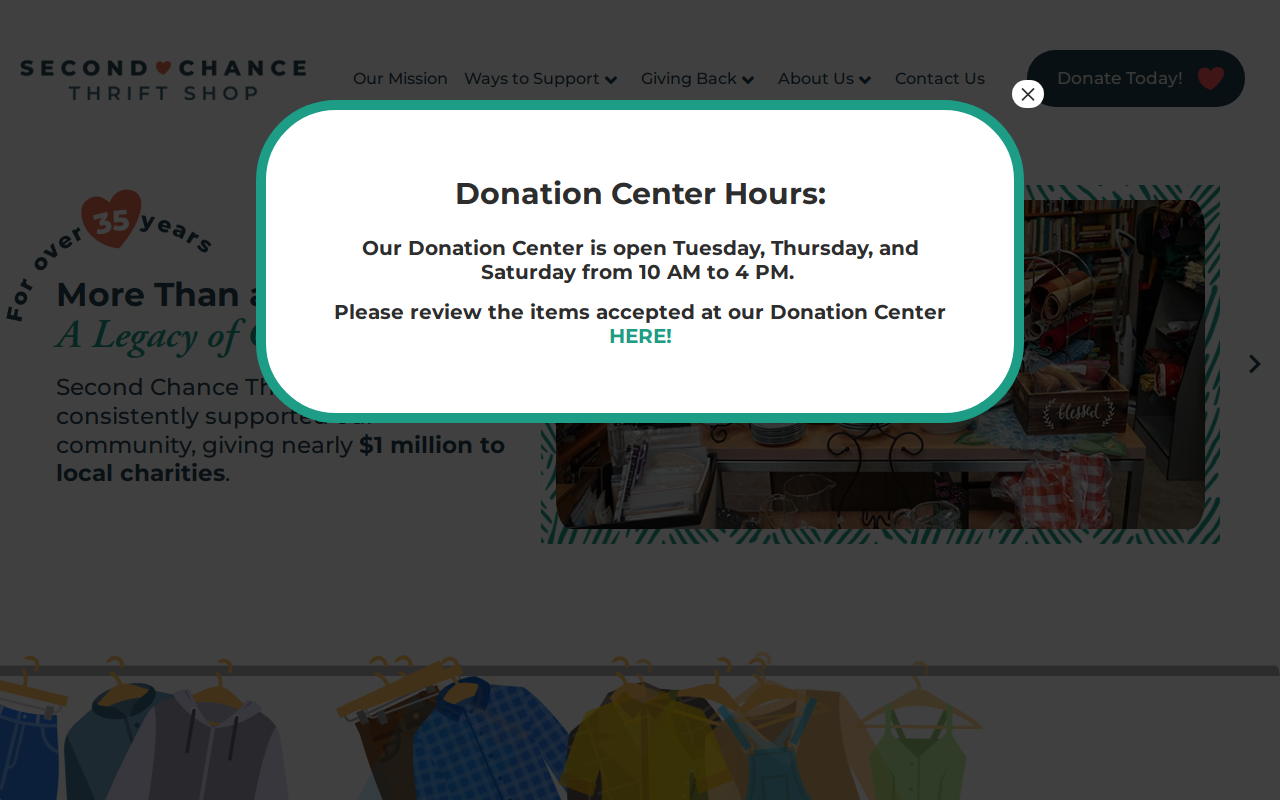 Second Chance Thrift Shop website preview
