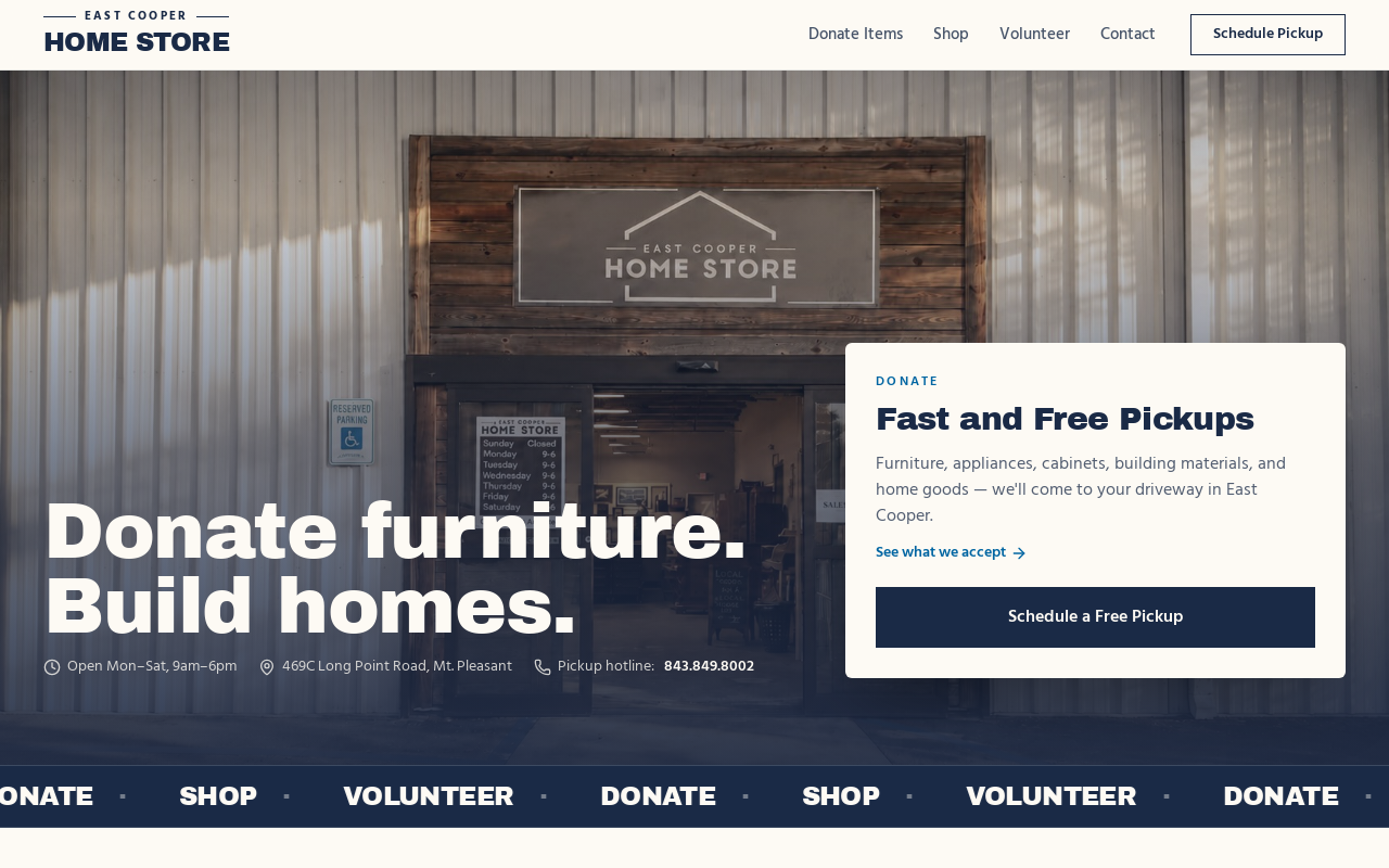 The East Cooper Home Store website preview